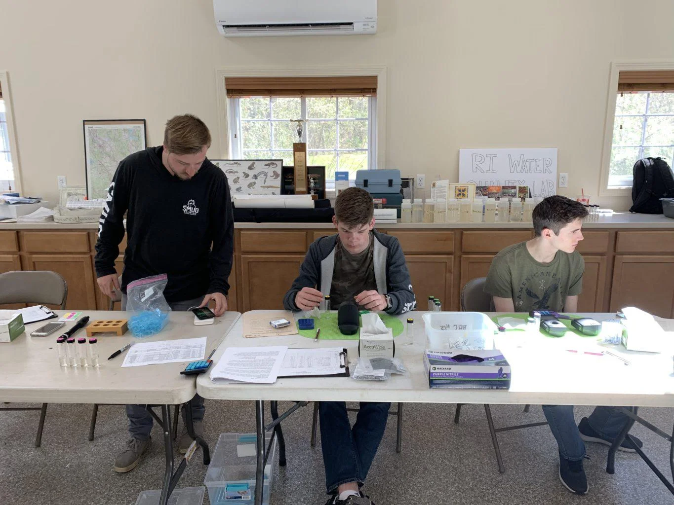 Nick with volunteers at The Blackstone River Watershed Council building