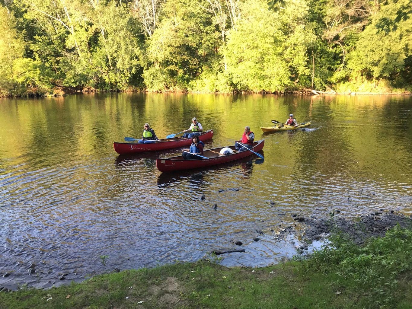 Blackstone River Watershed Council volunteers paddling on the river